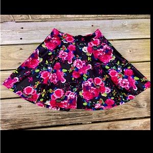 Pink Floral Boho Cutesy Charlotte Russe Skater Skirt